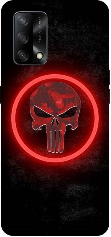 UMPRINT Back Cover for Oppo F19/CPH2219 Red Skull Skull Printed Back Cover  (Multicolor, Hard Case, Pack of: 1)