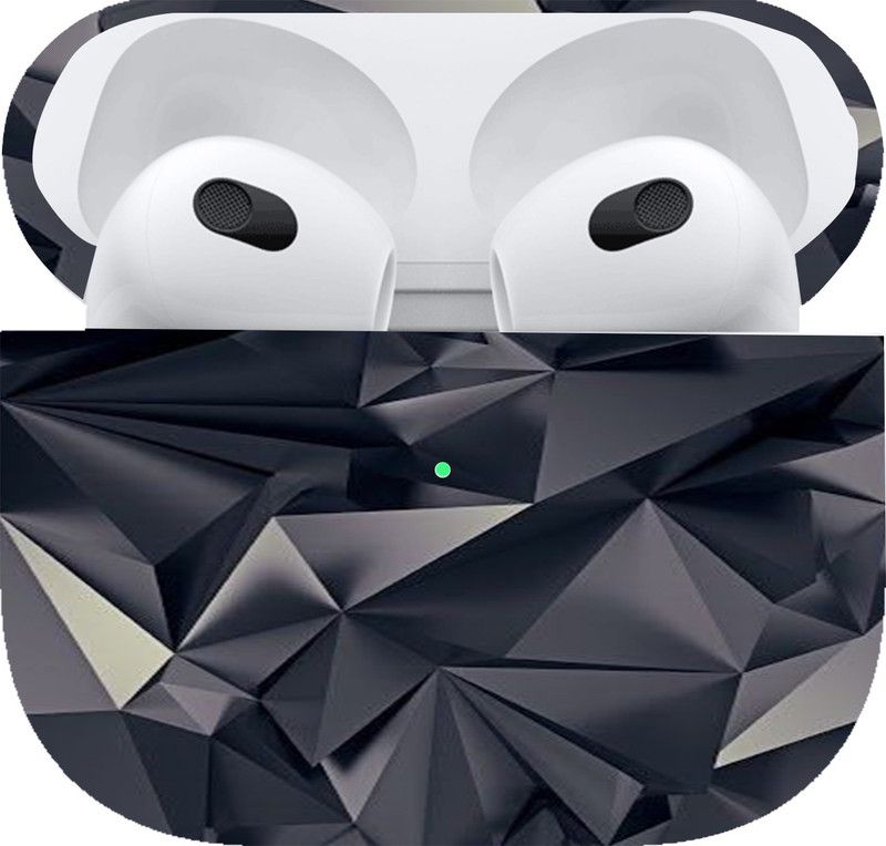 Skins HUB Black Poly 1 Skin For Air Pods 3 Type-1, Black Poly 1 Skin, Air Pods 3 Type-1 Mobile Skin  (Black Poly 1 Skin With Super matte finish)