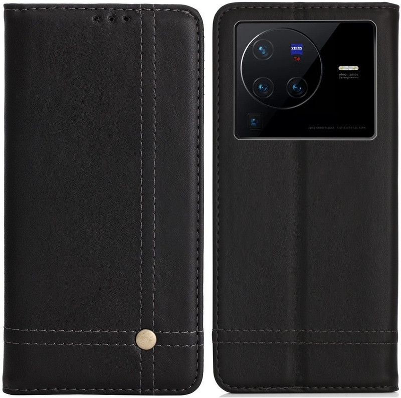 Q Wallet Flip Cover for Vivo X80 PRO  (Black, Magnetic Case, Pack of: 1)