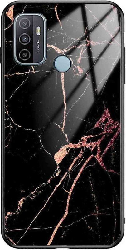 NDCOM Back Cover for OPPO A53 Dark Marble Printed Glass Case  (Multicolor, Grip Case, Pack of: 1)