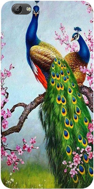 Golden Mask Back Cover for Vivo V5 Pink Flower And Peacock  (Multicolor, Waterproof, Silicon)