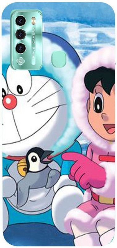 Golden Mask Back Cover for Itel Vision 2 Doraemon With Penguin  (Multicolor, Waterproof, Silicon, Pack of: 1)