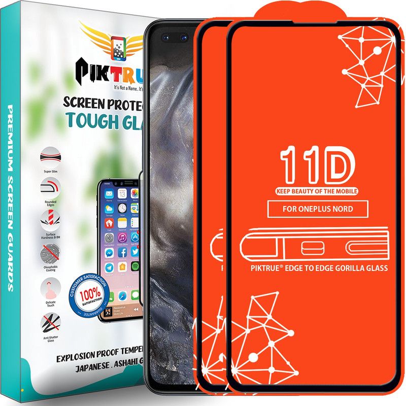 PikTrue Edge To Edge Tempered Glass for Oneplus Nord  (Pack of 2)