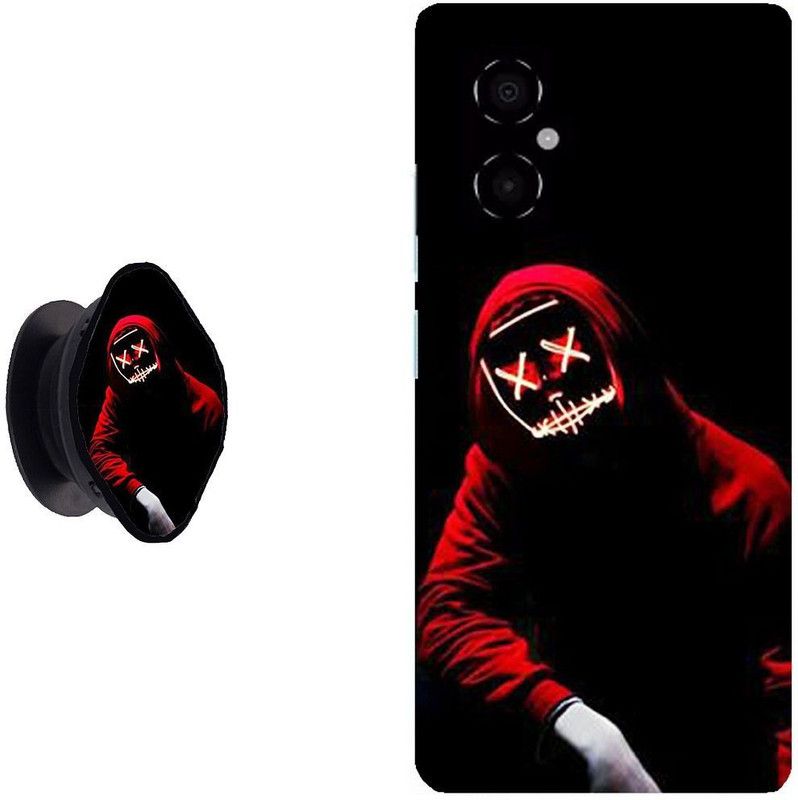 KIZIN Back Cover for Poco M4 5G  (Black, Red, Cases with Holder)
