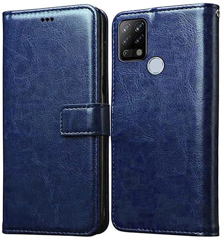 Zybux Flip Cover for Tecno Pova 2 with Camera Protection Leather Flip Cover  (Blue, Dual Protection)