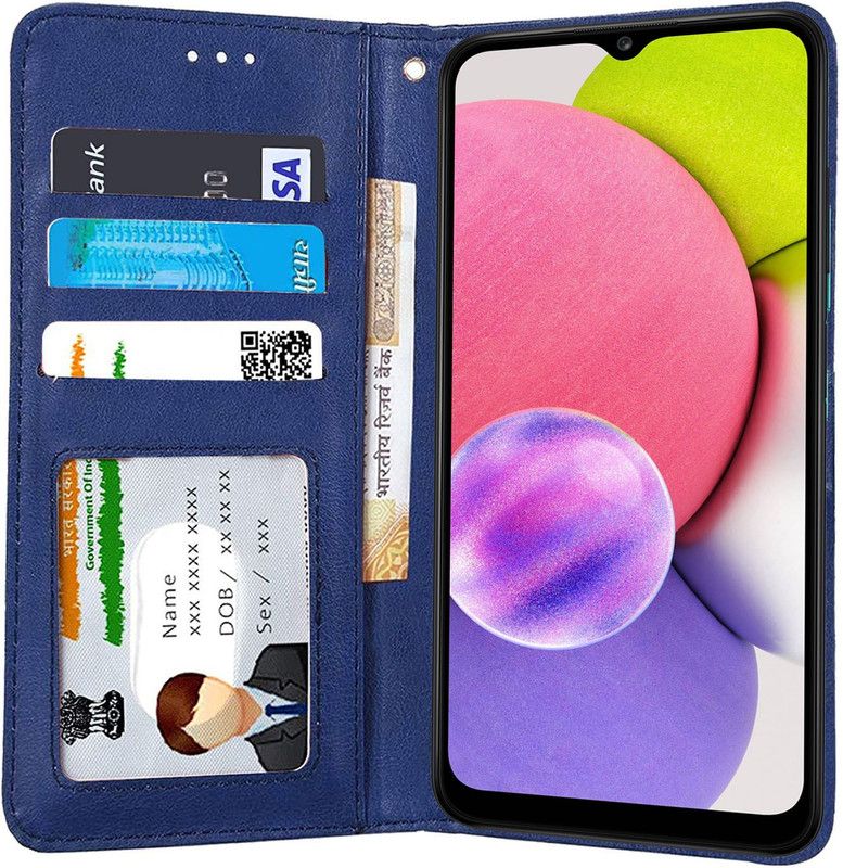 Unistuff Flip Cover for Samsung Galaxy A03s  (Blue, Dual Protection, Pack of: 1)