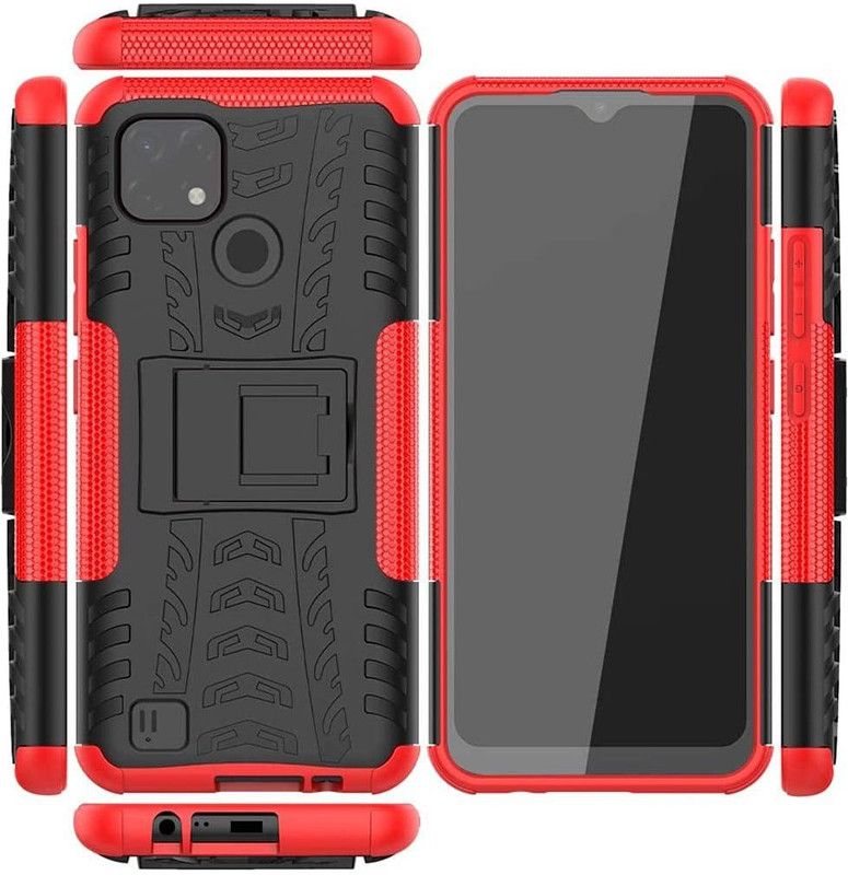 COVERLINE Back Cover for Realme C21Y Shock Proof Dazzle Case Cover with Back Stand  (Red, Shock Proof, Pack of: 1)