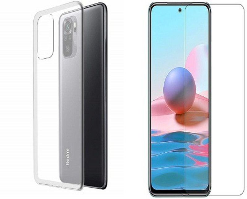 NIMMIKA ENTERPRISES Back Cover for mi redmi note 10/mi redmi note 10s back cover & tempered glass  (Transparent, Shock Proof, Pack of: 1)