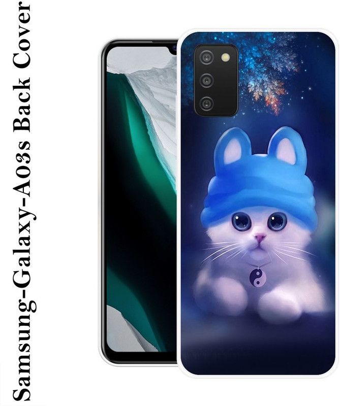 SHIVKUDI Back Cover for Samsung Galaxy A03s  (Blue, White, Silicon)