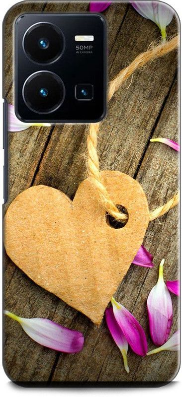 WallCraft Back Cover for Vivo Y35, V2205 HEART, WOODEN HEART, LOVE, WOOD, ABSTRACT ART  (Multicolor, Dual Protection, Pack of: 1)