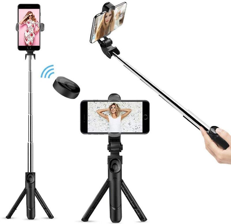 Mastergogo Bluetooth Selfie Stick  (BLACK, Remote Included)