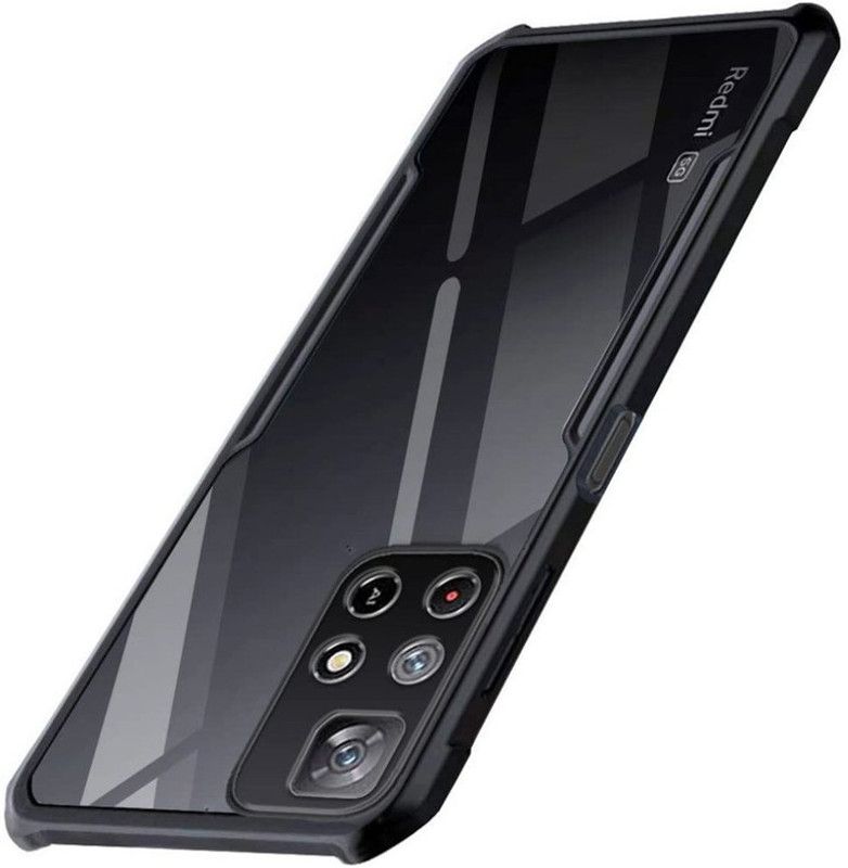 Aarnu Back Cover for Redmi Note 11T 5G  (Transparent, Black, Dual Protection, Pack of: 1)
