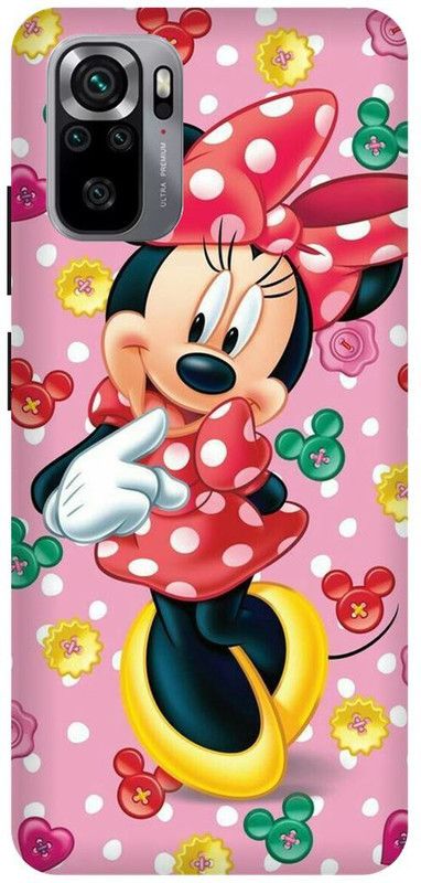 DIKRO Back Cover for REDMI Note 10S, MZB08PLIN, MICKEY, MOUSE, MINNIE, MOUSE, DOLL  (Pink, Hard Case, Pack of: 1)