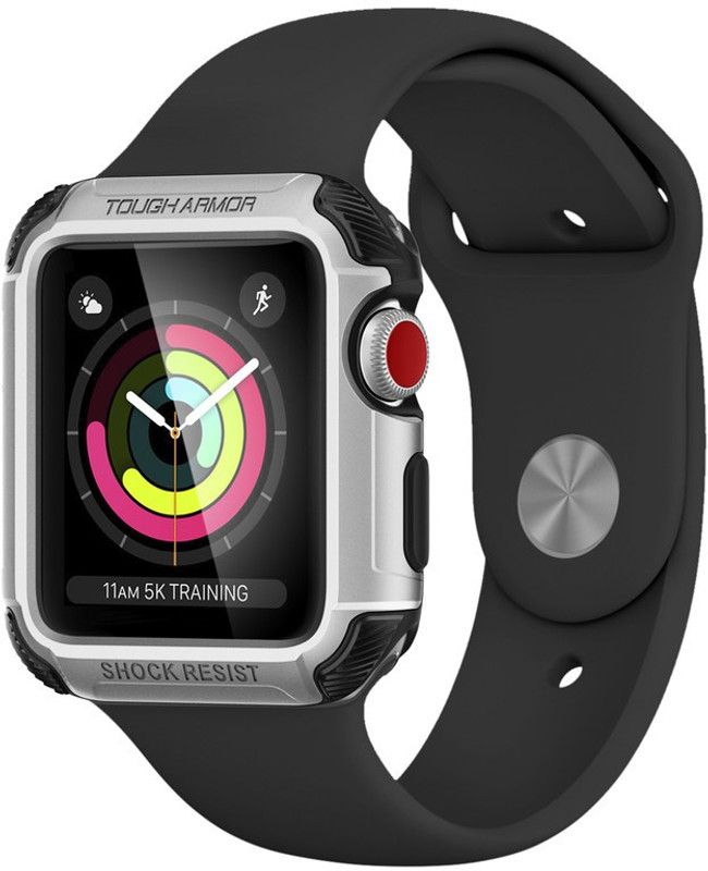 Spigen Front & Back Case for Apple Watch 1 | 2 | 3 (38mm)  (Silver, Shock Proof, Pack of: 1)