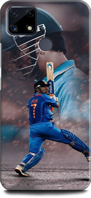 WallCraft Back Cover for Realme C25, RMX3193 MS DHONI, MAHENDRA SINGH DHONI, CRICKETER, SPORTS, INDIAN JERSEY,  (Multicolor, Dual Protection, Pack of: 1)
