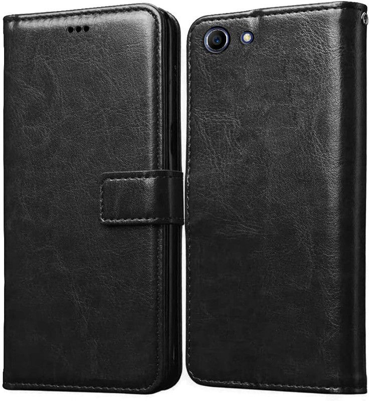 Flipkart SmartBuy Flip Cover for Oppo A83 Leather Flip Case  (Black, Pack of: 1)