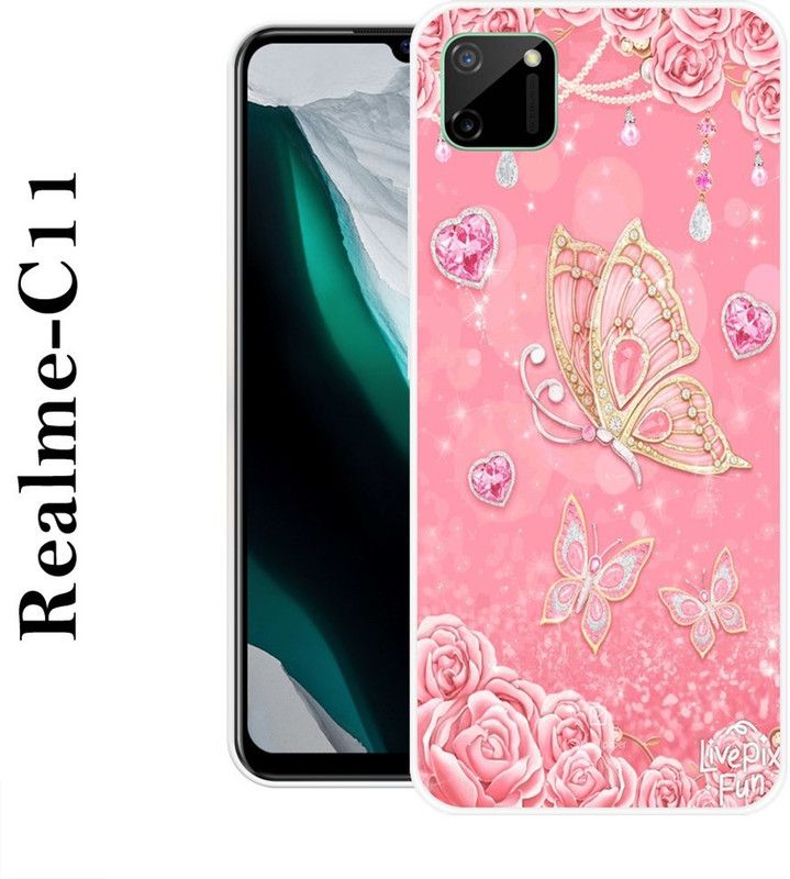 SUPERCASE Back Cover for Realme C11  (Pink, Gold, Silicon)
