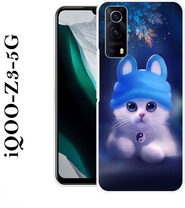 INDIALAND Back Cover for IQOO Z3 5G  (Blue, White, Grip Case, Silicon)