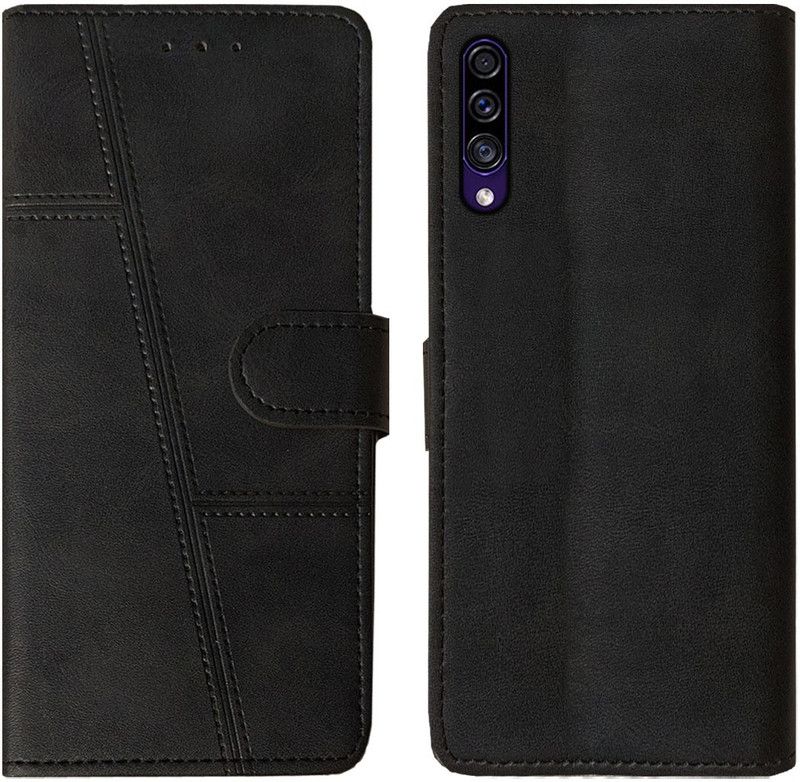 AOnes Flip Cover for Samsung Galaxy A50S  (Black, Cases with Holder, Pack of: 1)