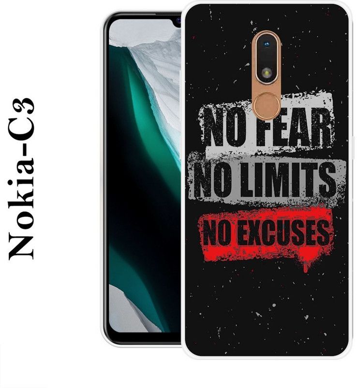 KUDI Back Cover for Nokia C3  (Black, Red, Grip Case, Silicon)