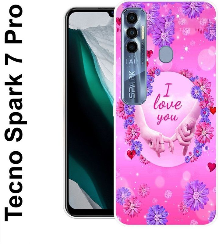 redfly Back Cover for Tecno Spark 7 Pro  (Pink, Grip Case, Silicon)