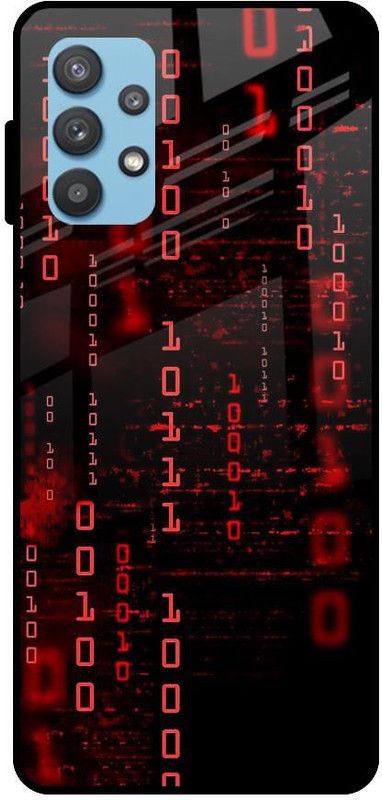 QRIOH Glass Back Cover for Samsung Galaxy A52  (Black, Red, Grip Case, Silicon, Pack of: 1)