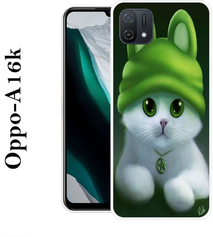 REALKING Back Cover for Oppo A16K  (Green, White, Grip Case, Silicon)