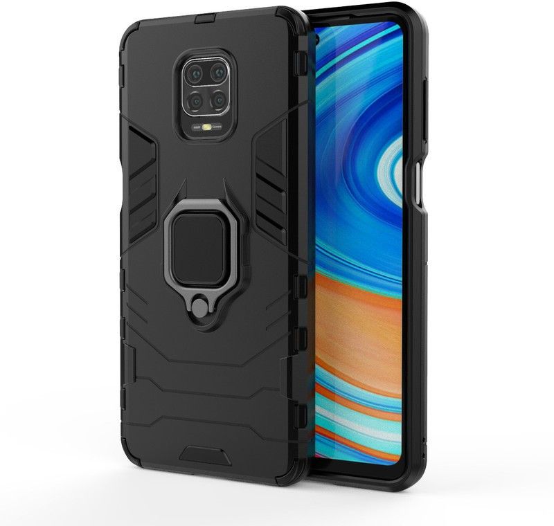 MOBIRUSH Back Cover for Redmi Note 9 Pro  (Black, Rugged Armor, Pack of: 1)