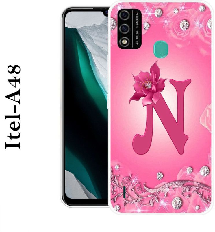INDIALAND Back Cover for Itel A48  (Pink, White, Grip Case, Silicon)