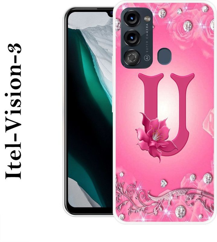 REALKING Back Cover for Itel Vision 3  (Pink, White, Silicon)