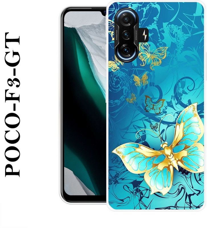 Sswastik Back Cover for Poco F3 GT  (Blue, Gold, Silicon)