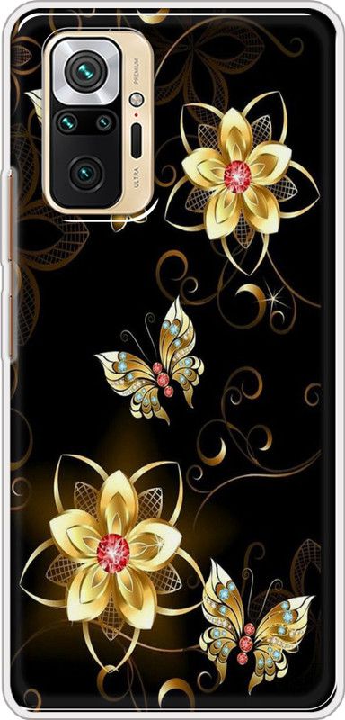 Hansviprint Back Cover for Redmi Note 10 Pro  (Black, Gold, Grip Case, Silicon, Pack of: 1)