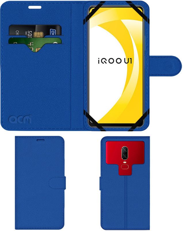 ACM Flip Cover for Vivo Iqoo U1  (Blue, Cases with Holder, Pack of: 1)