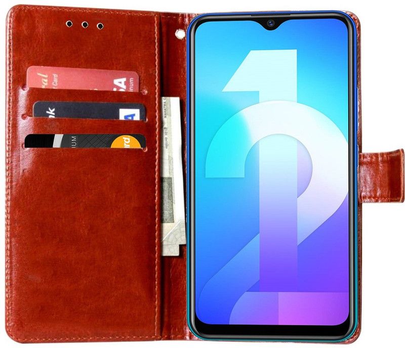 Unistuff Flip Cover for Vivo Y12, Vivo Y15, Vivo Y17, Vivo U10  (Brown, Dual Protection, Pack of: 1)