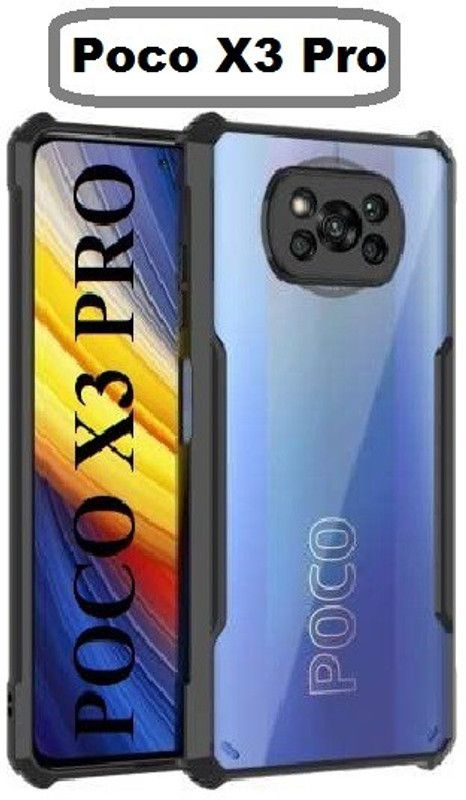 xykos Back Cover for Poco X3 Pro  (Black, Transparent, Grip Case)