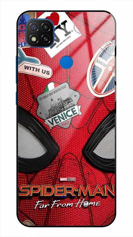 NDCOM Back Cover for Redmi 9C Spider Printed Glass Case  (Multicolor, Grip Case, Pack of: 1)