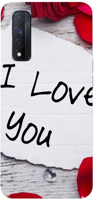 Skyhawk Back Cover for Realme Narzo 30 Red Rose With I Love You  (Multicolor, Waterproof, Silicon, Pack of: 1)