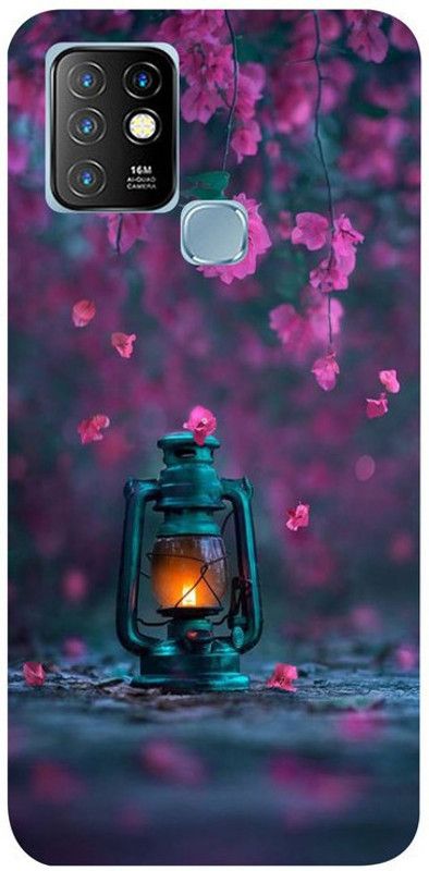 Skyhawk Back Cover for Infinix Hot 10 Pink Flower And Lantern  (Multicolor, Waterproof, Silicon, Pack of: 1)
