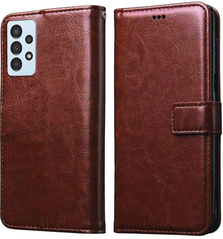 Caseworm Flip Cover for Samsung Galaxy A13 (4G) Leather Magnetic Vintage Wallet Case  (Brown, Dual Protection, Pack of: 1)