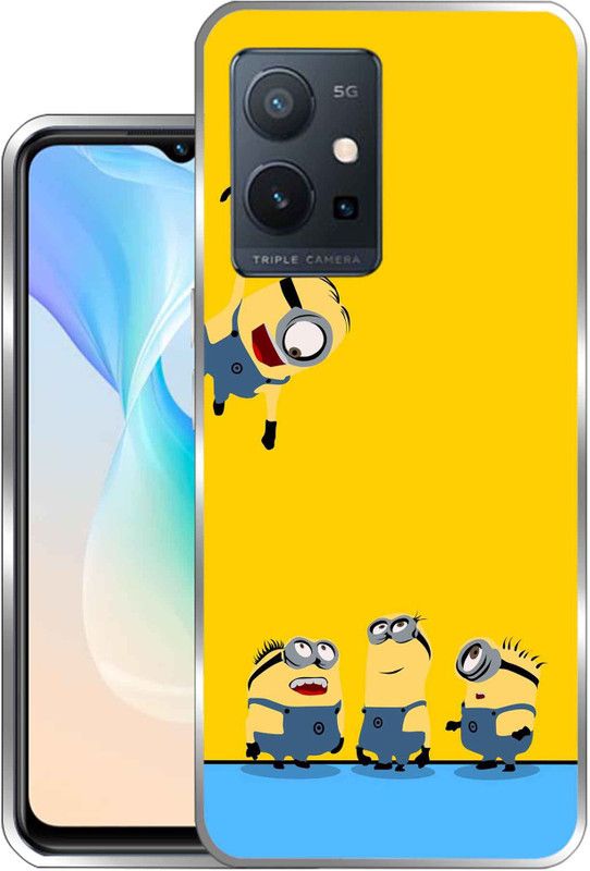 Vascase Back Cover for Vivo T1 5G  (Black, Yellow, Silicon, Pack of: 1)