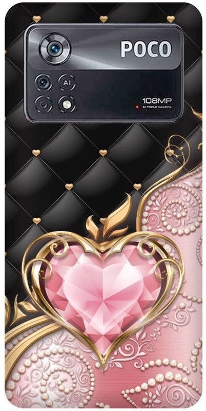 play fast Back Cover for POCO X4 Pro 5G, BLACK, PINK, DIAMOND, STAR, HEART, ART  (Pink, Hard Case, Pack of: 1)