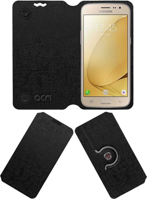 ACM Flip Cover for Samsung Galaxy J2 - 2016  (Black, Cases with Holder, Pack of: 1)