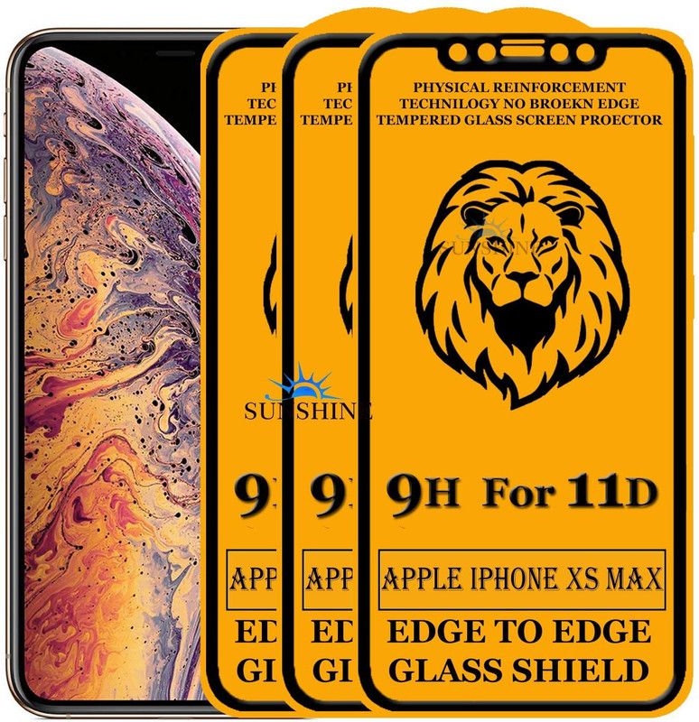 SUNSHINE Edge To Edge Tempered Glass for Apple iPhone XS Max  (Pack of 3)