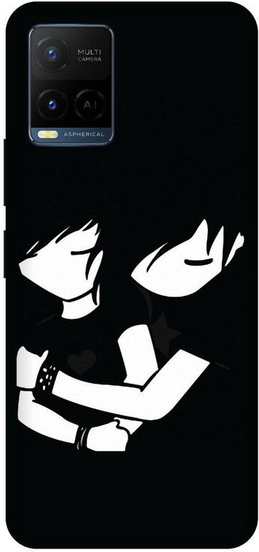 DIKRO Back Cover for vivo Y21G, V2152, COUPLE, LOVE, HUGG, BLACK, SHADE  (Black, Hard Case, Pack of: 1)