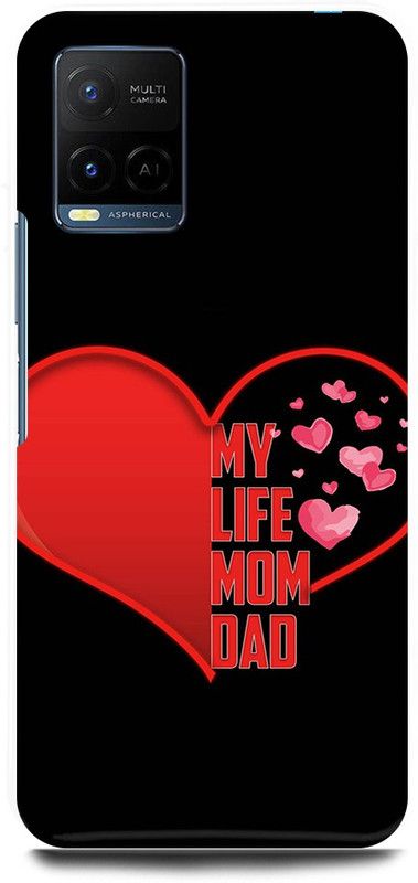 play fast Back Cover for Vivo Y21T, V2135 MY, LIFE, MOM, DAD, HEART, SHAPE, LOVE  (Red, Hard Case, Pack of: 1)