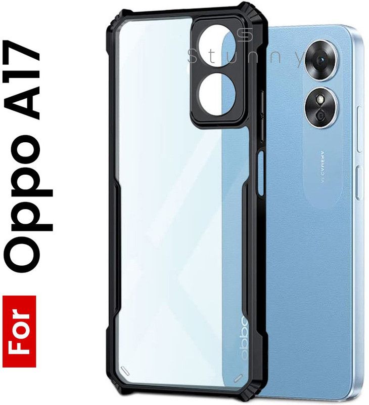 Stunny Pouch for OPPO A17  (Transparent, Black, Dual Protection, Silicon, Pack of: 1)