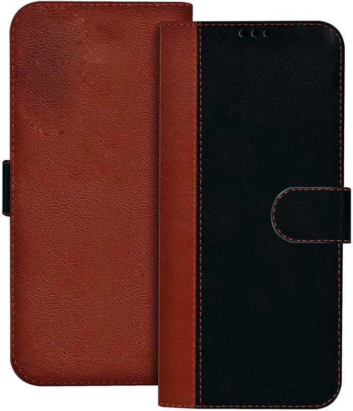 SCAMPY Flip Cover for Mi Redmi Note 7 Pro  (Black, Brown, Shock Proof, Pack of: 1)