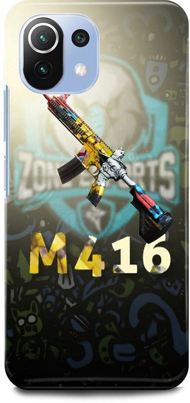 JUGGA Back Cover for Xiaomi 11Lite NE, PUBG, KAR98, M416, AKM, AWM, DP28 FREE FIRE,GUN  (Yellow, Hard Case)