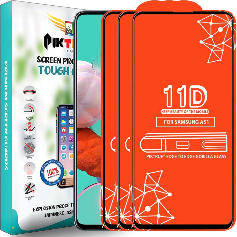 PikTrue Edge To Edge Tempered Glass for Samsung Galaxy A51  (Pack of 3)