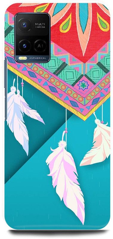 play fast Back Cover for Vivo Y21E FEATHER, LEAF, ABSTRACT, ART  (Blue, Hard Case, Pack of: 1)